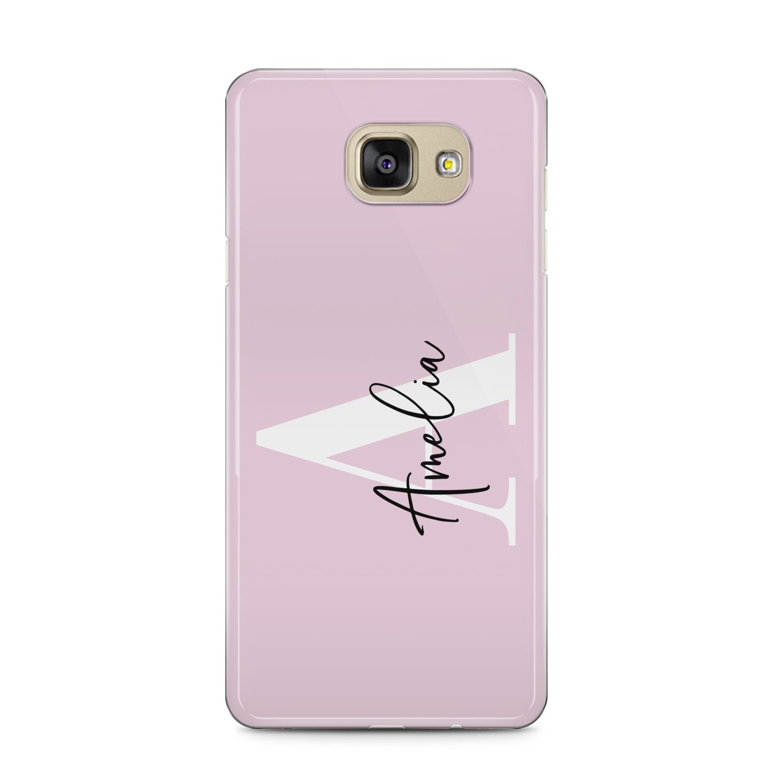 Pink Personalised Initial Name Samsung Galaxy A5 2016 Case on gold phone