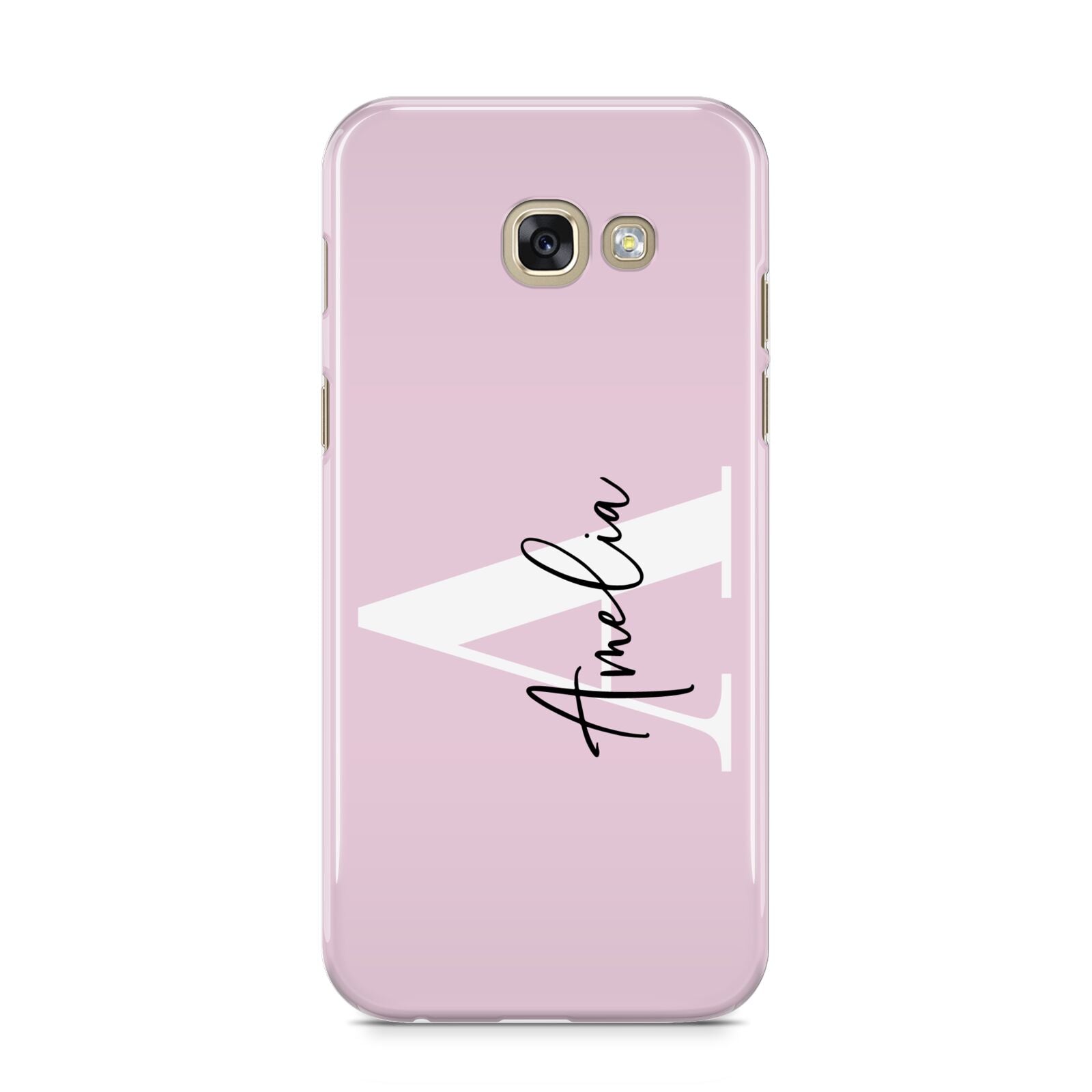 Pink Personalised Initial Name Samsung Galaxy A5 2017 Case on gold phone