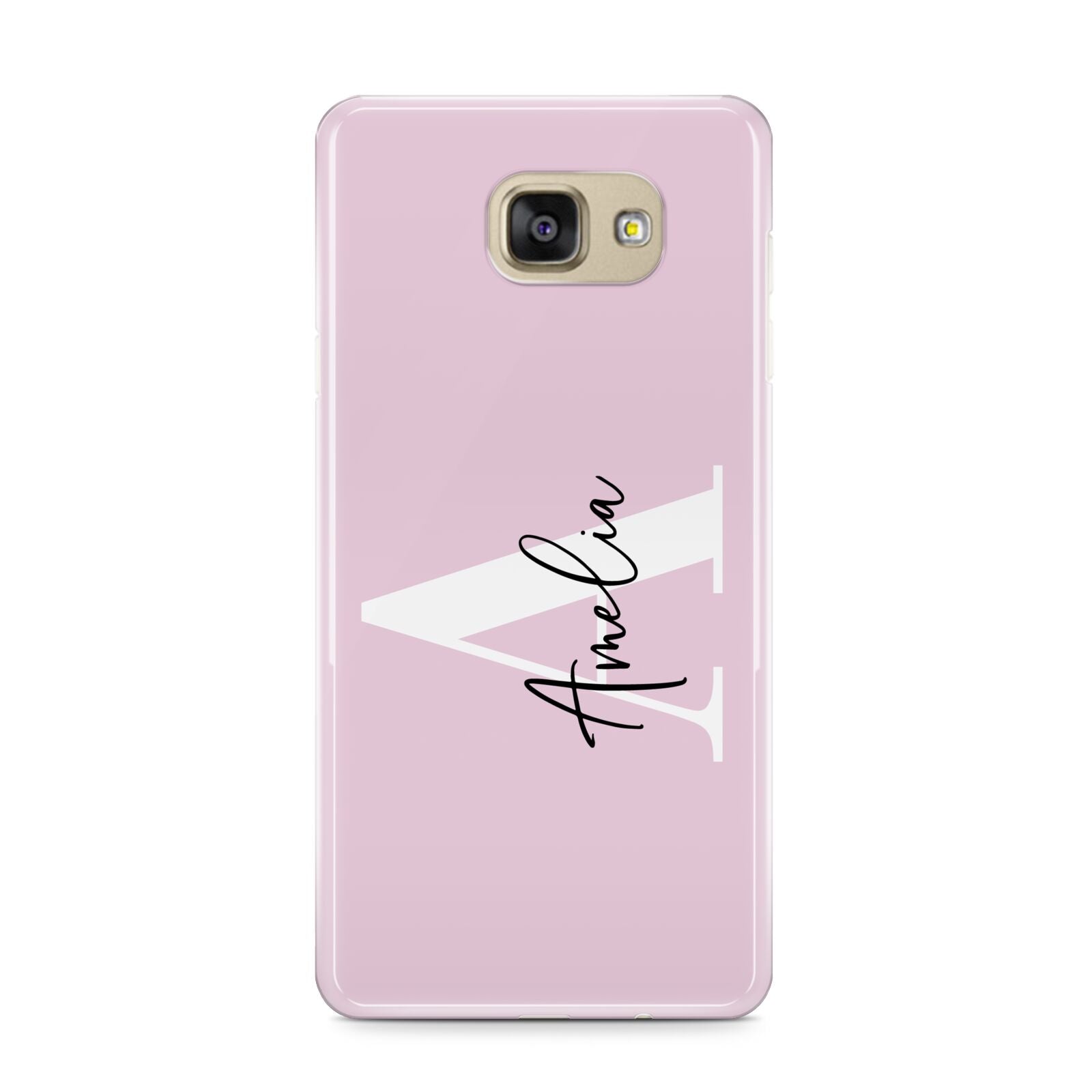 Pink Personalised Initial Name Samsung Galaxy A9 2016 Case on gold phone