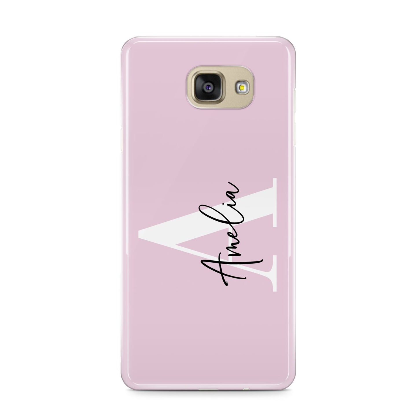 Pink Personalised Initial Name Samsung Galaxy A9 2016 Case on gold phone