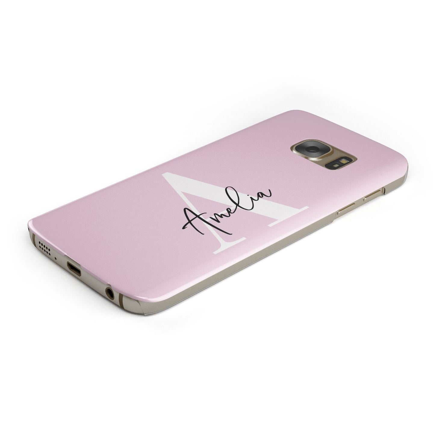 Pink Personalised Initial Name Samsung Galaxy Case Bottom Cutout