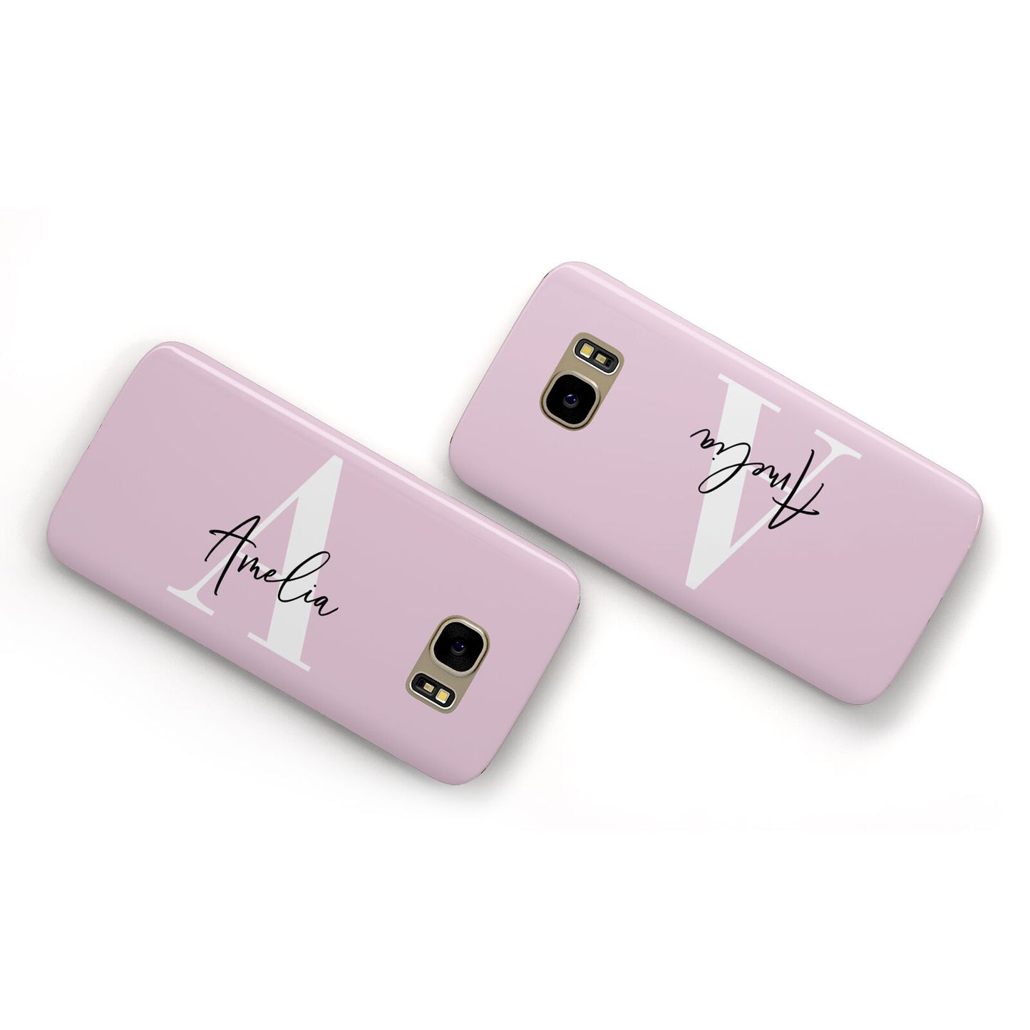 Pink Personalised Initial Name Samsung Galaxy Case Flat Overview