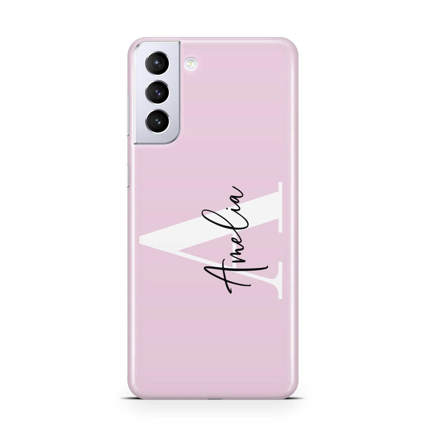Pink Personalised Initial Name Samsung S21 Plus Phone Case
