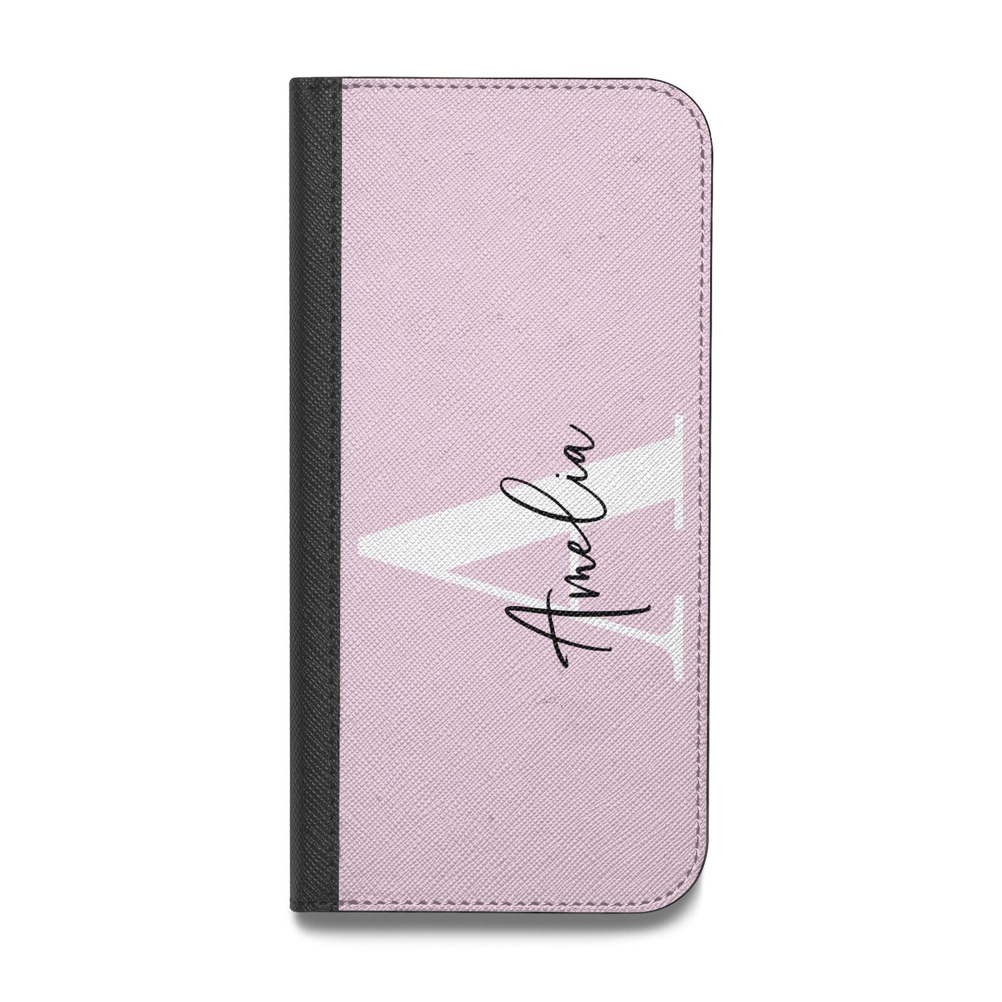 Pink Personalised Initial Name Vegan Leather Flip Samsung Case