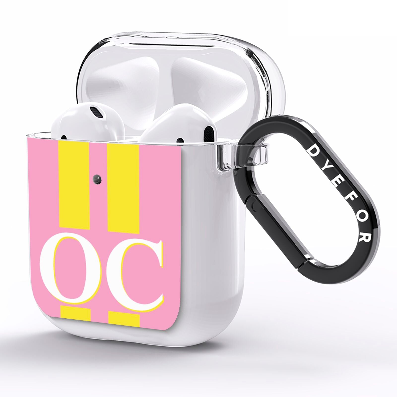 Pink Personalised Initials AirPods Clear Case Side Image