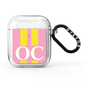 Pink Personalised Initials AirPods Case