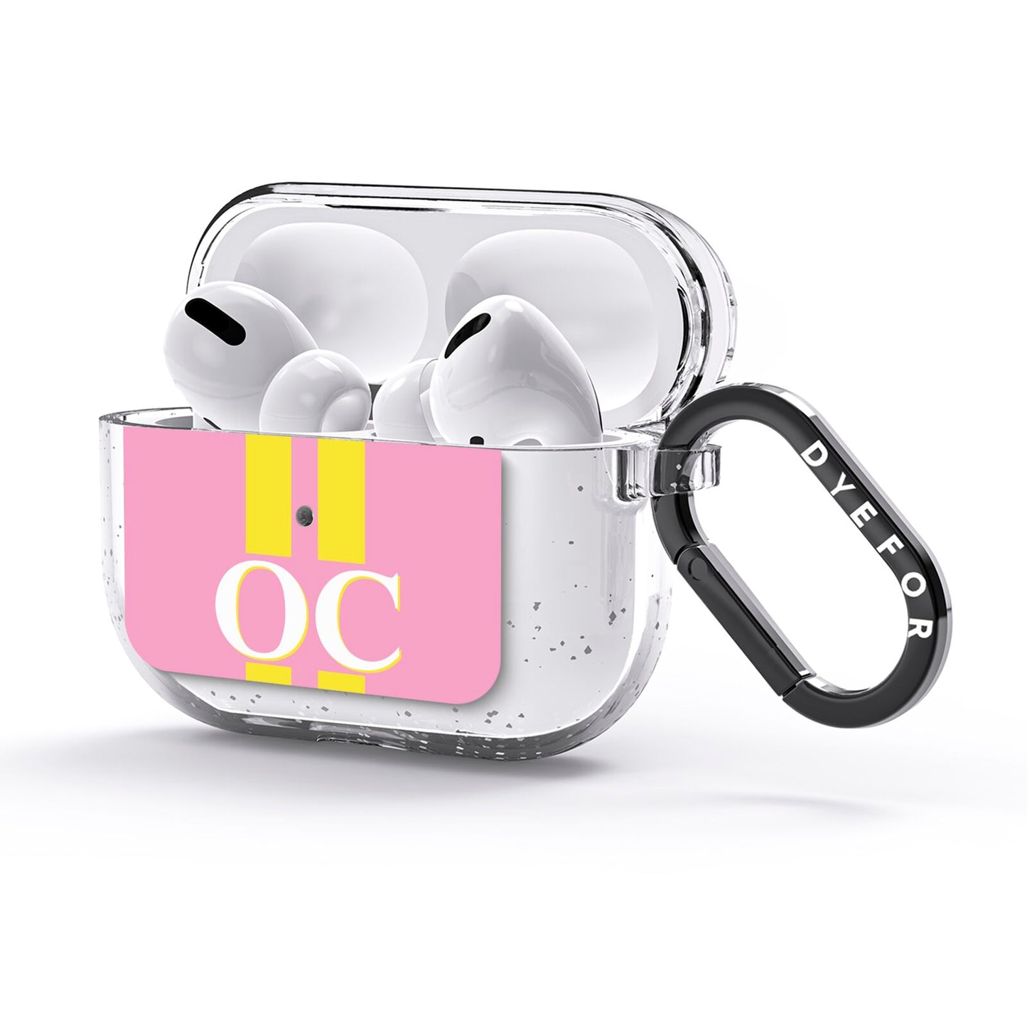 Pink Personalised Initials AirPods Glitter Case 3rd Gen Side Image