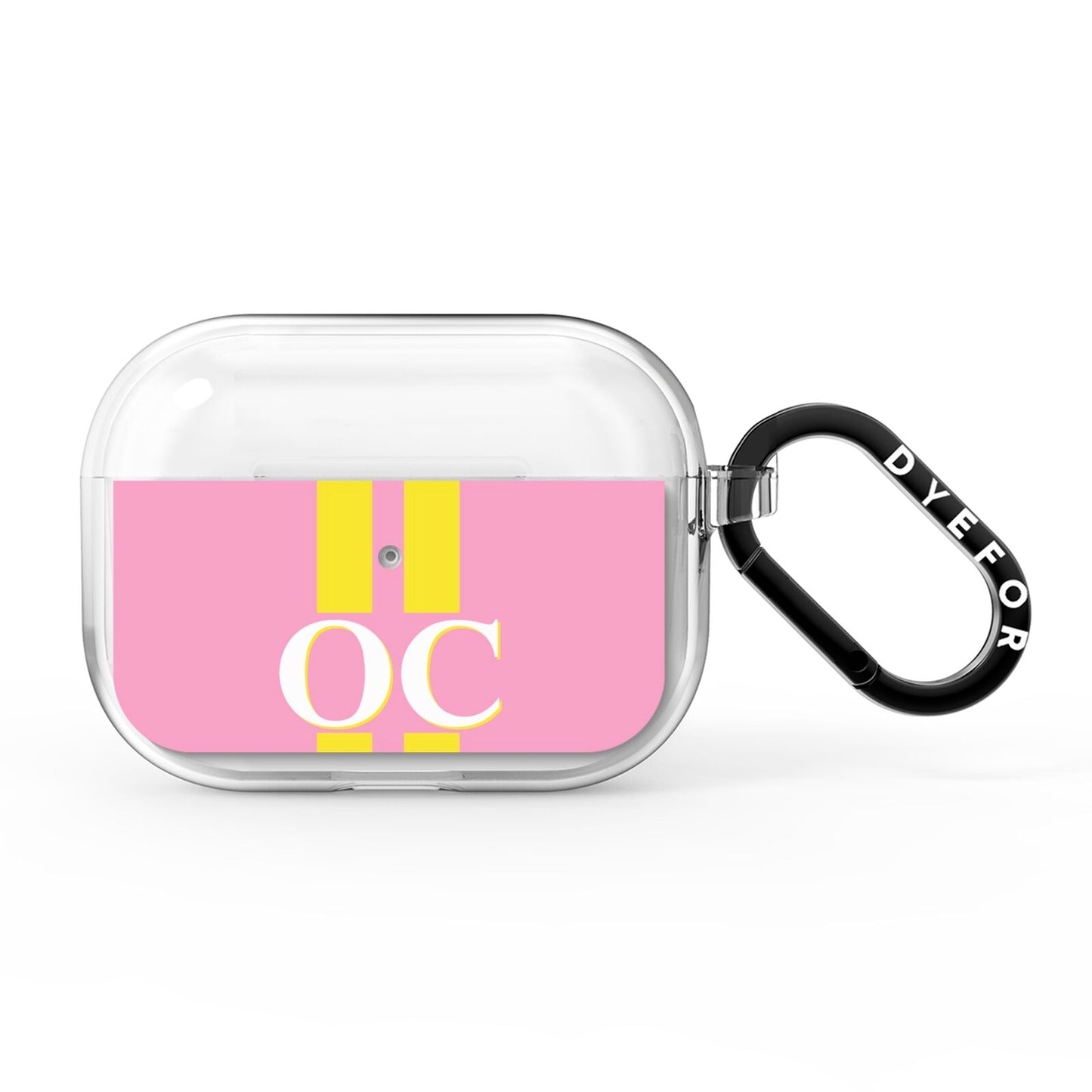 Pink Personalised Initials AirPods Pro Clear Case