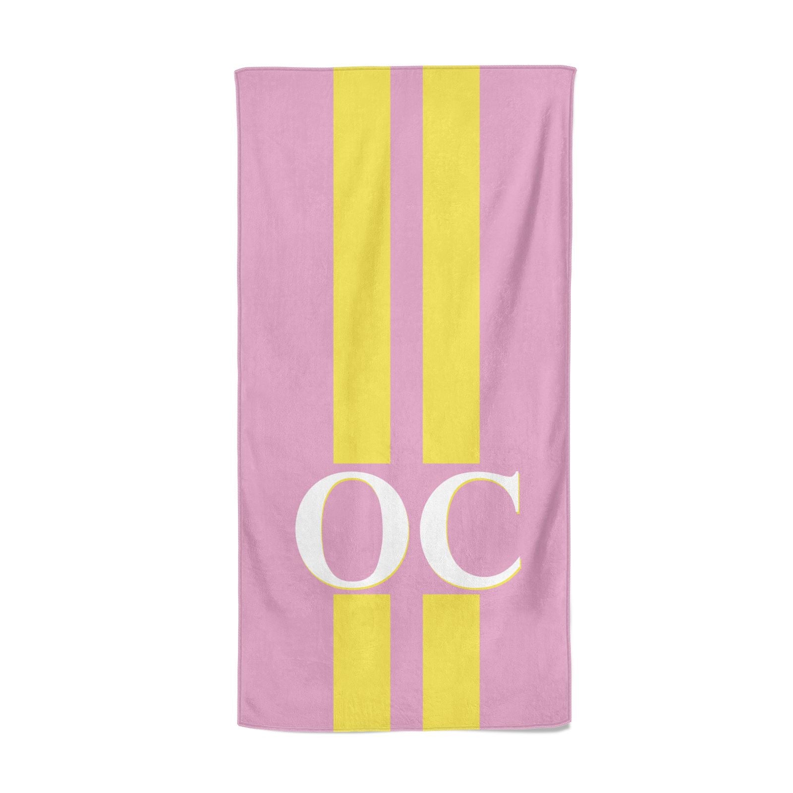 Pink Personalised Initials Beach Towel
