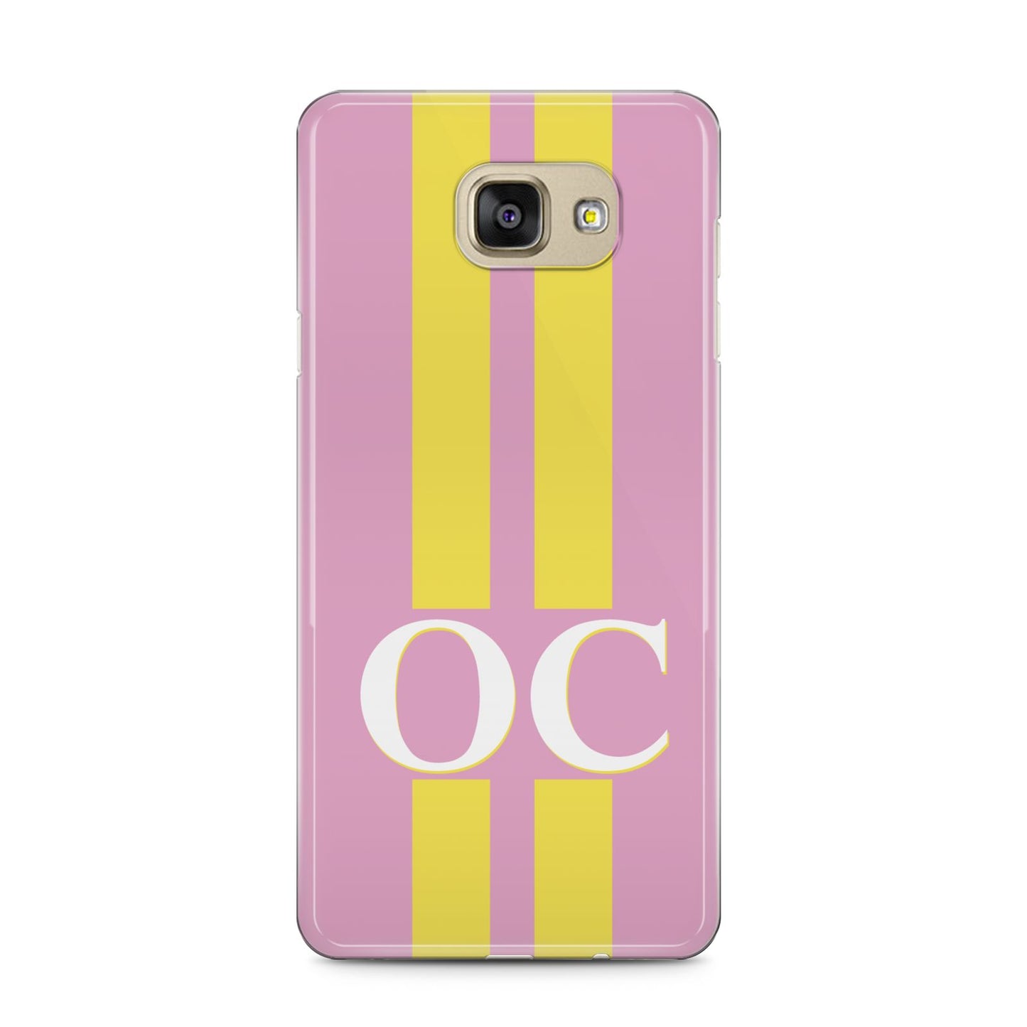 Pink Personalised Initials Samsung Galaxy A5 2016 Case on gold phone