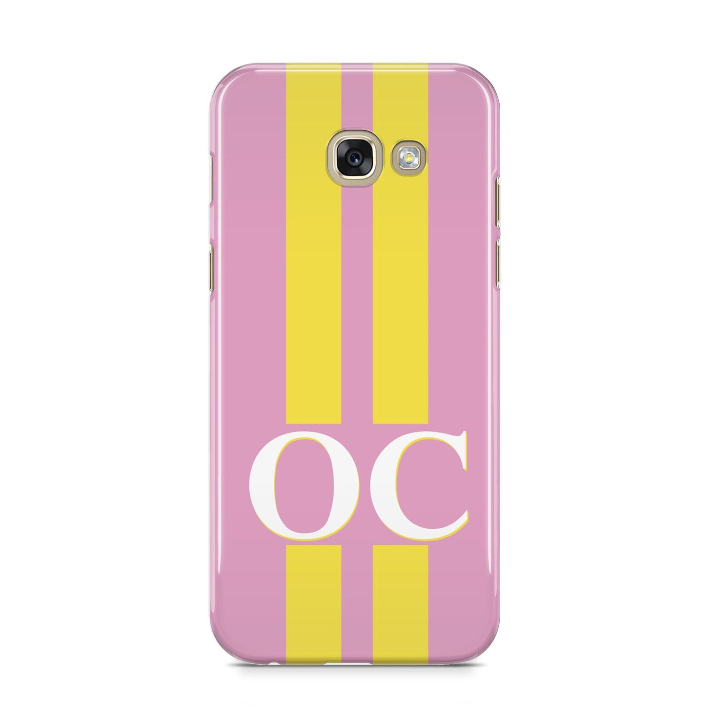 Pink Personalised Initials Samsung Galaxy A5 2017 Case on gold phone