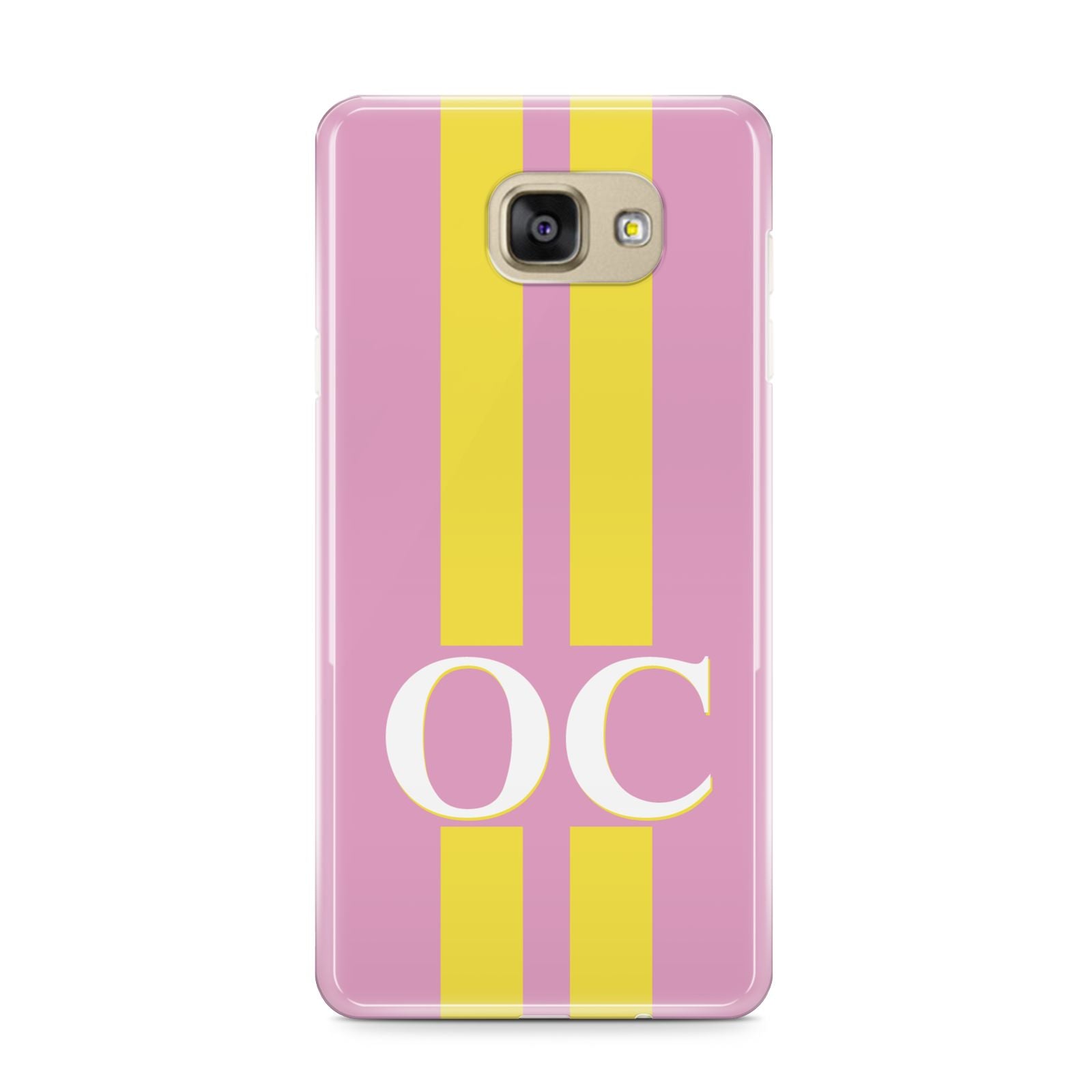 Pink Personalised Initials Samsung Galaxy A9 2016 Case on gold phone