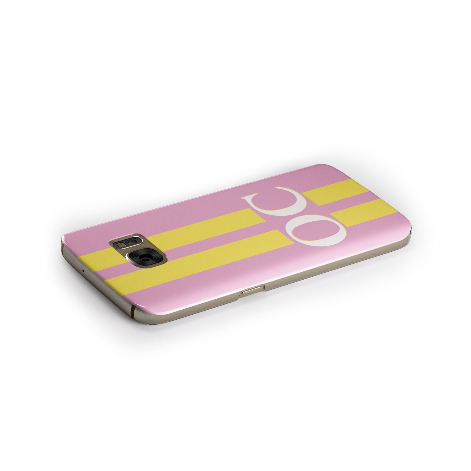 Pink Personalised Initials Samsung Galaxy Case Side Close Up