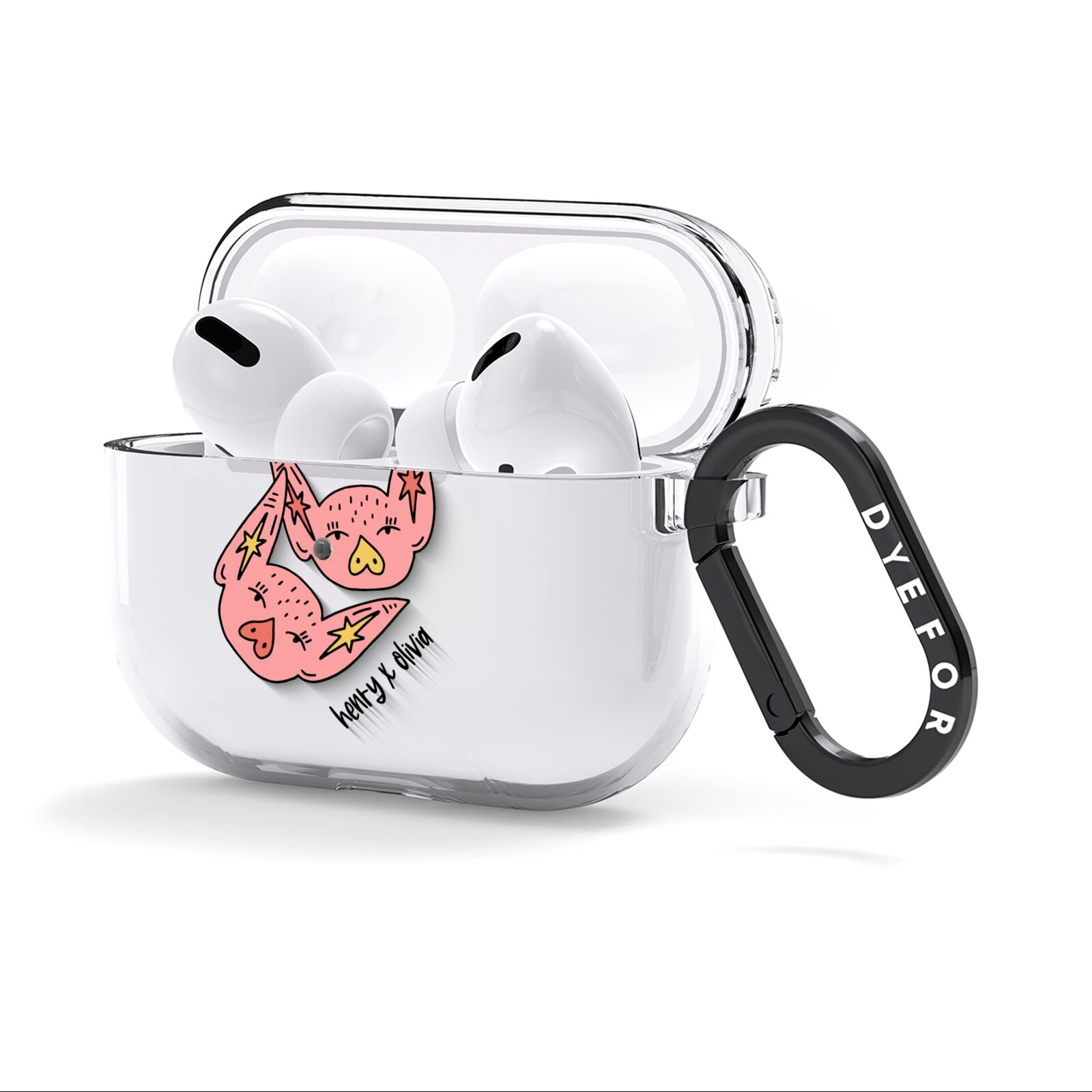 Pink Pigs Couple AirPods Clear Case 3rd Gen Side Image