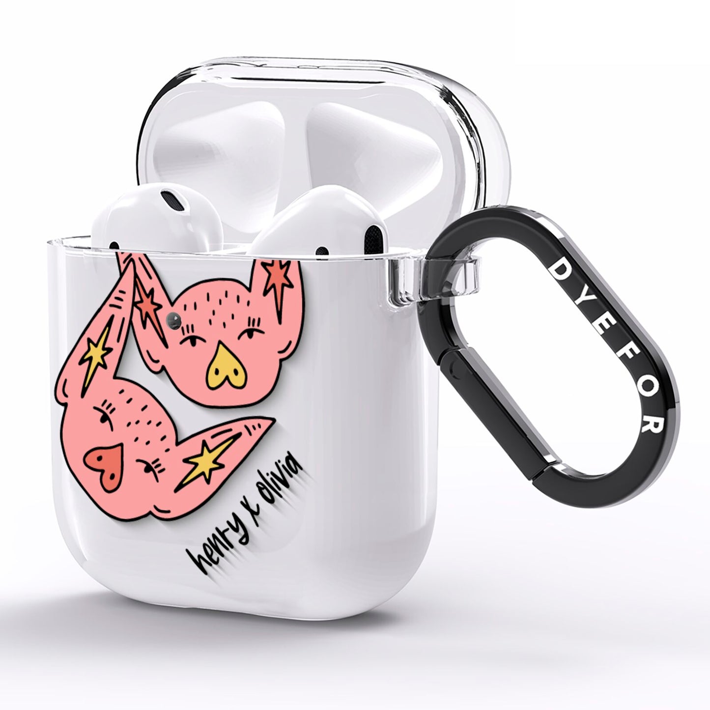 Pink Pigs Couple AirPods Clear Case Side Image