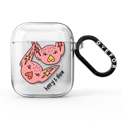 Pink Pigs Couple AirPods Clear Case