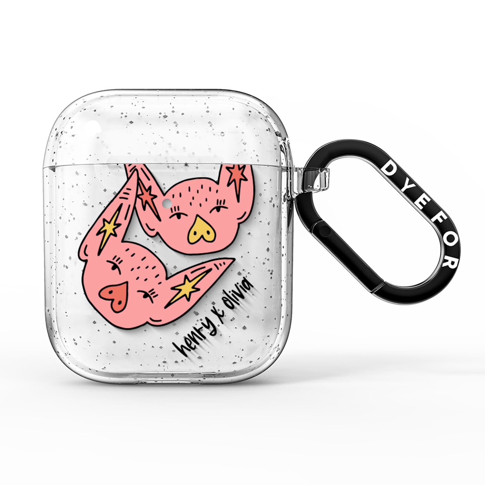 Pink Pigs Couple AirPods Glitter Case