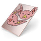 Pink Pigs Couple Apple iPad Case on Rose Gold iPad Side View