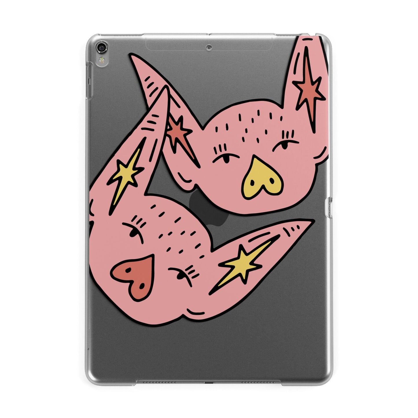 Pink Pigs Couple Apple iPad Grey Case