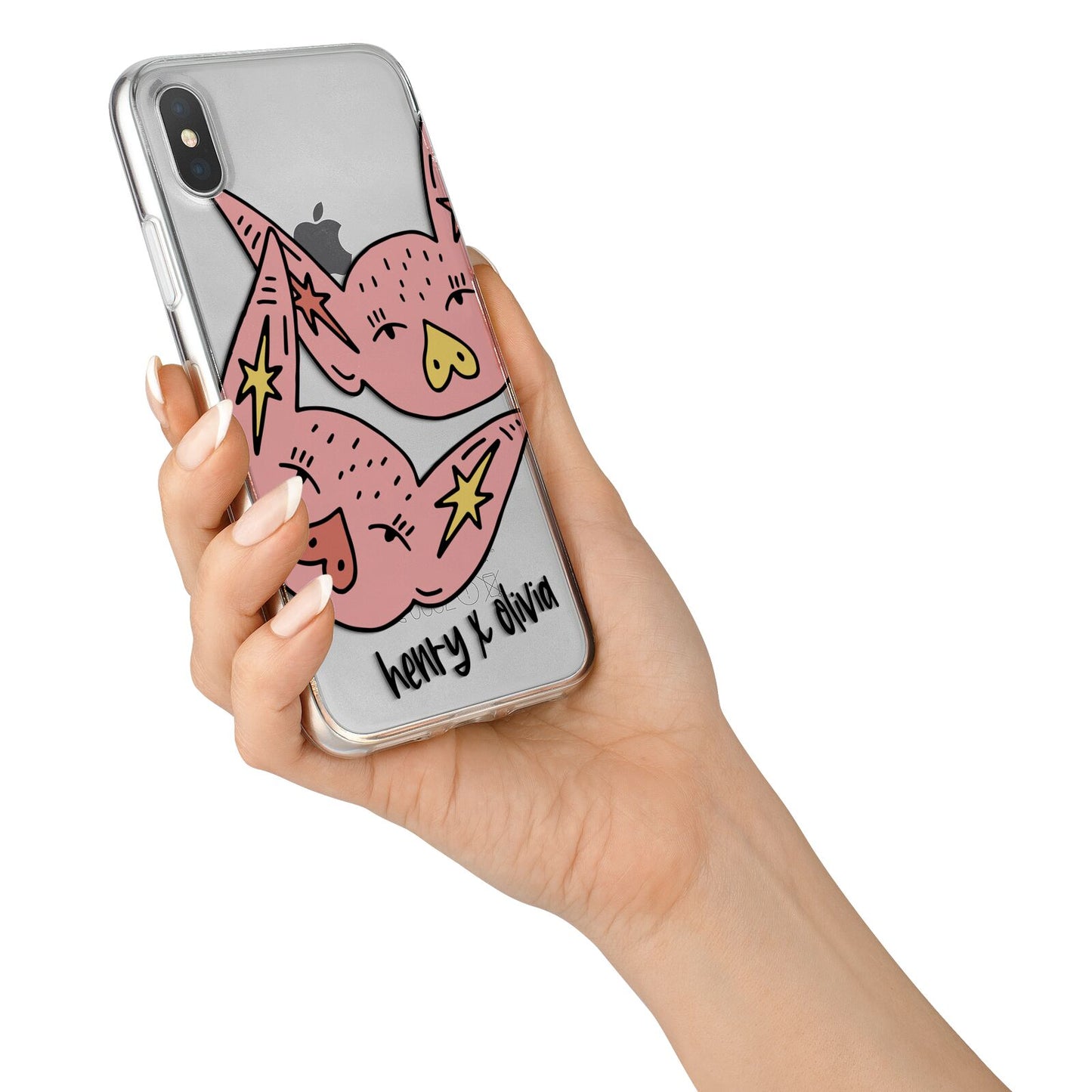 Pink Pigs Couple iPhone X Bumper Case on Silver iPhone Alternative Image 2