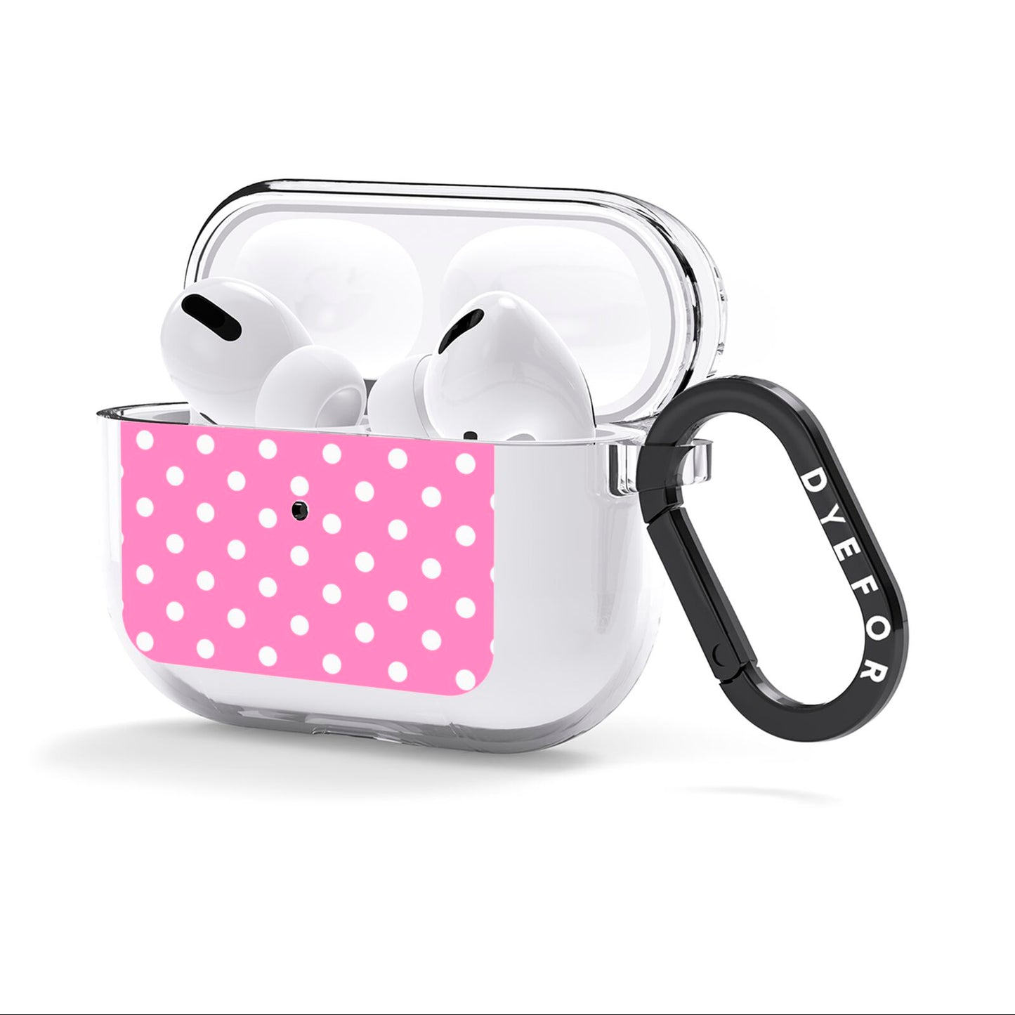 Pink Polka Dot AirPods Clear Case 3rd Gen Side Image