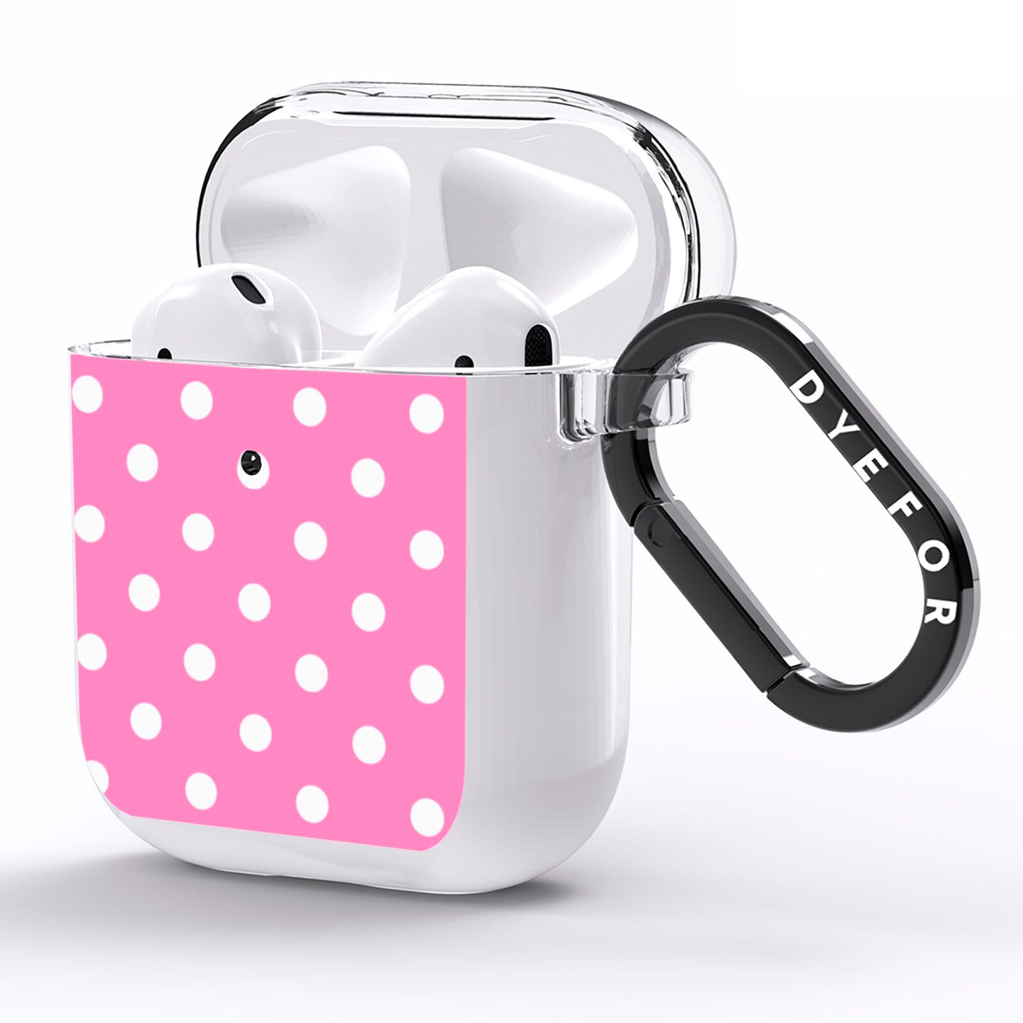Pink Polka Dot AirPods Clear Case Side Image