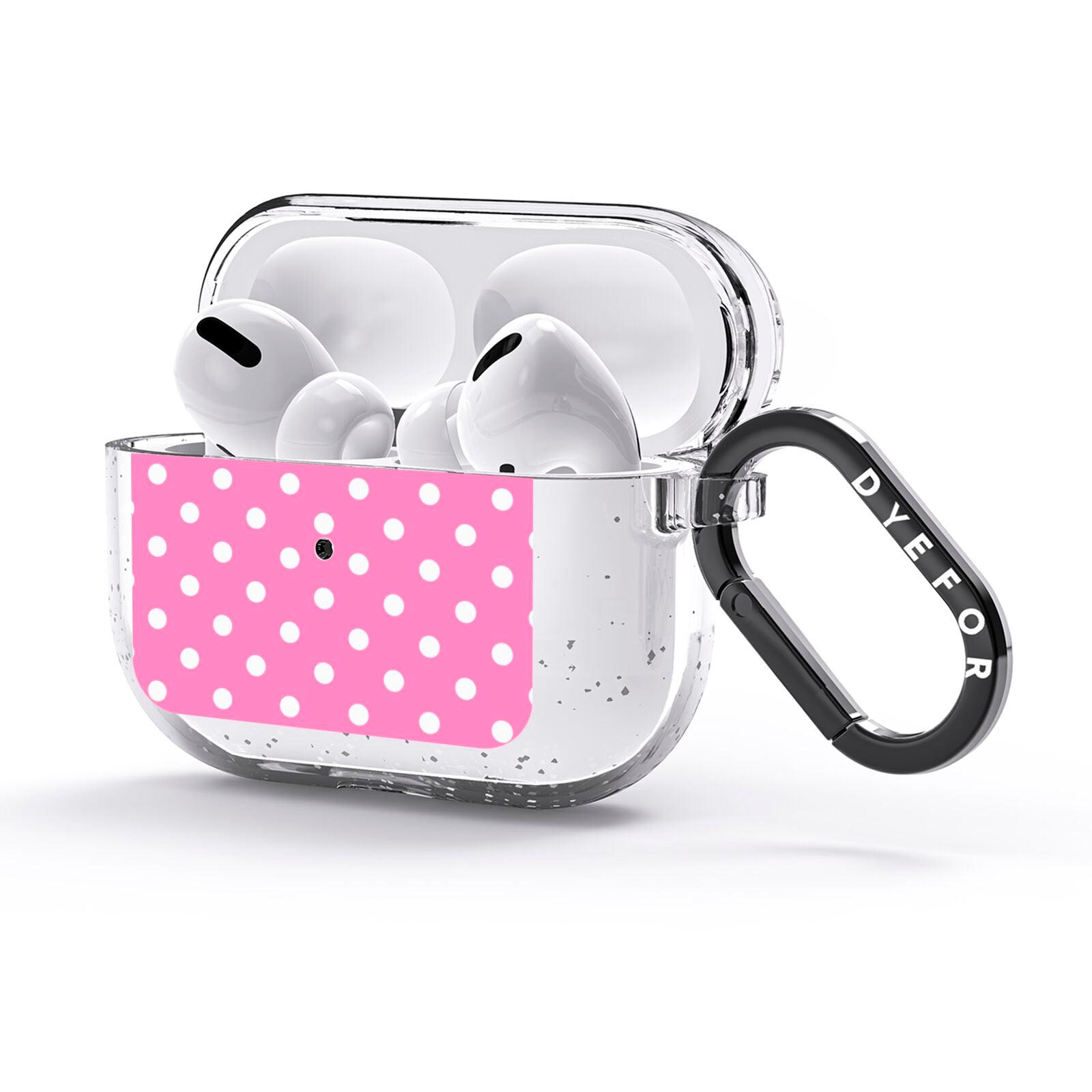 Pink Polka Dot AirPods Glitter Case 3rd Gen Side Image