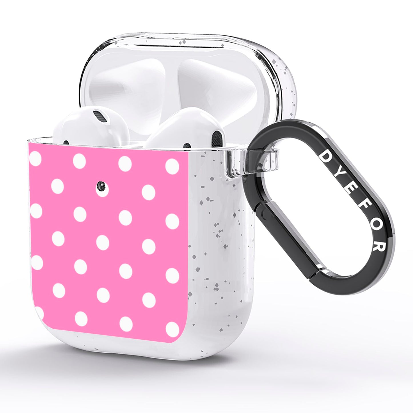 Pink Polka Dot AirPods Glitter Case Side Image