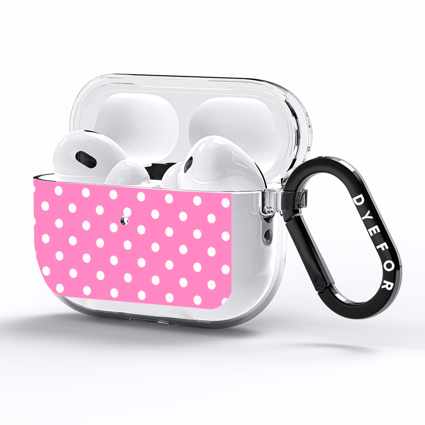 Pink Polka Dot AirPods Pro Clear Case Side Image