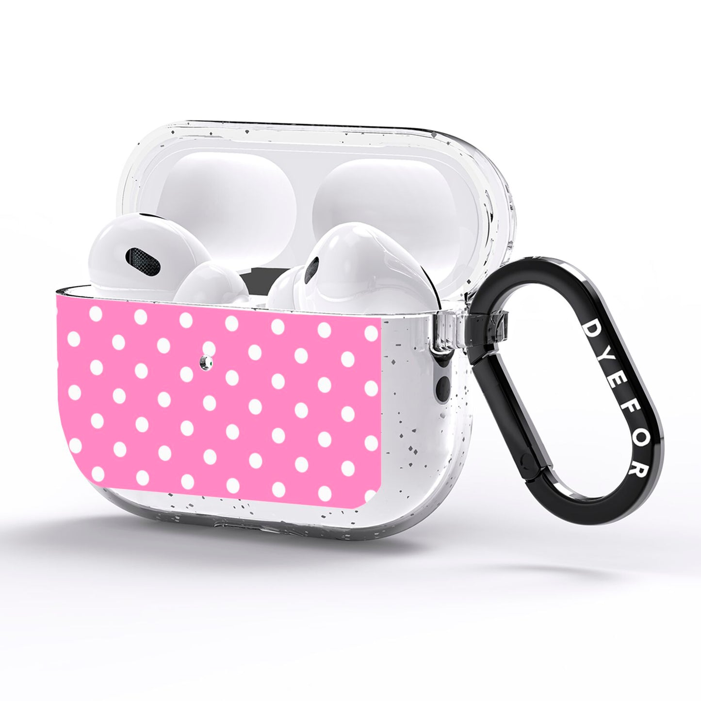 Pink Polka Dot AirPods Pro Glitter Case Side Image