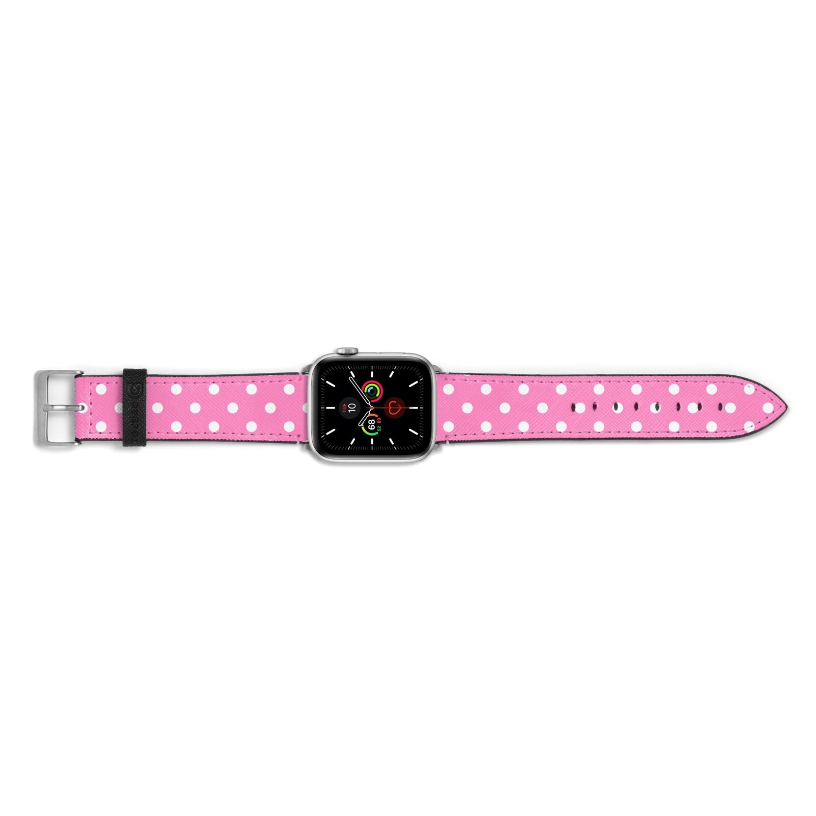 Pink Polka Dot Apple Watch Strap Landscape Image Silver Hardware