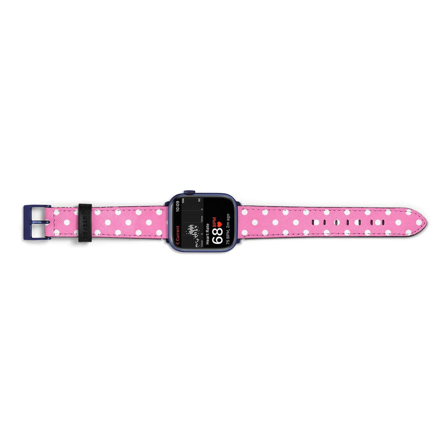 Pink Polka Dot Apple Watch Strap Size 38mm Landscape Image Blue Hardware