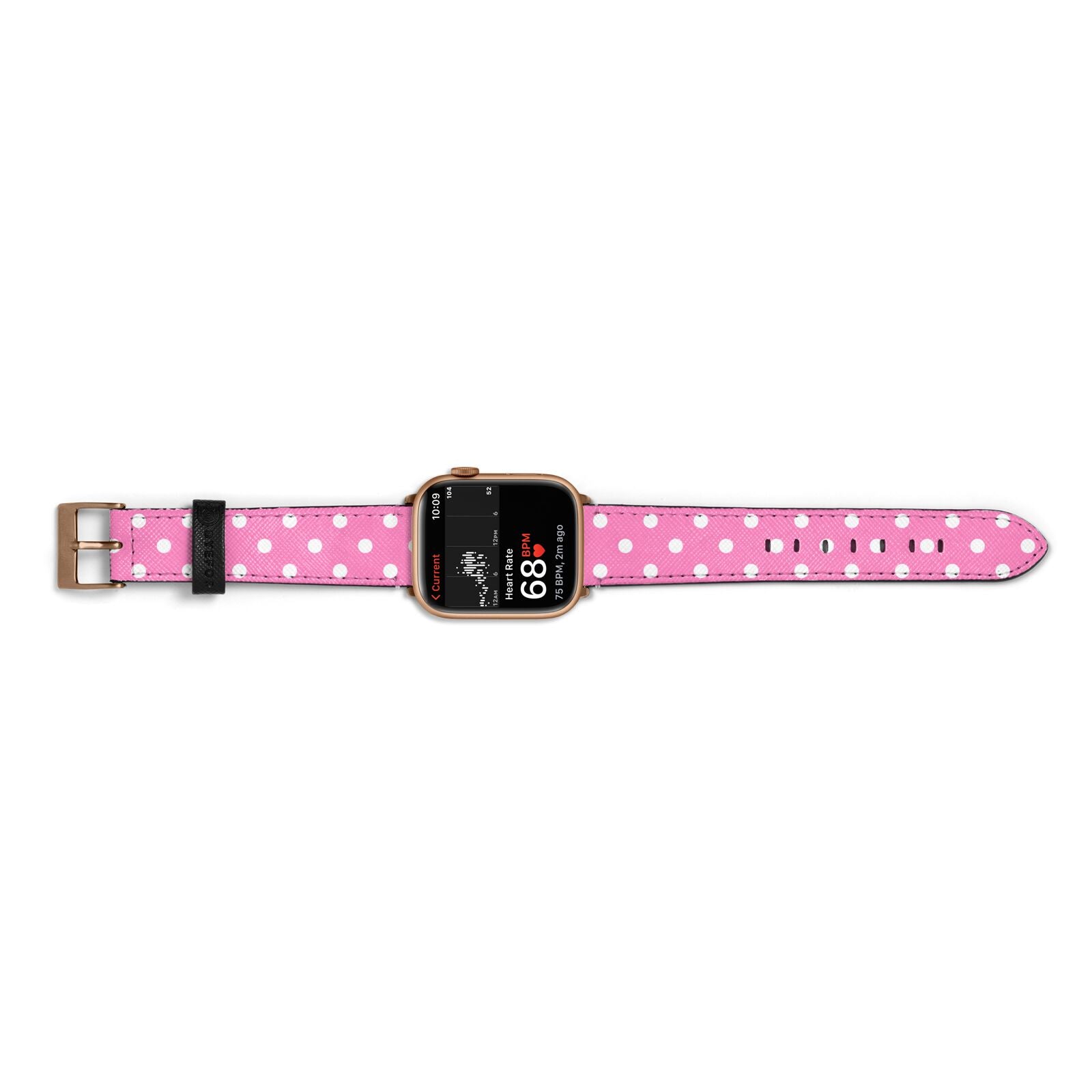 Pink Polka Dot Apple Watch Strap Size 38mm Landscape Image Gold Hardware