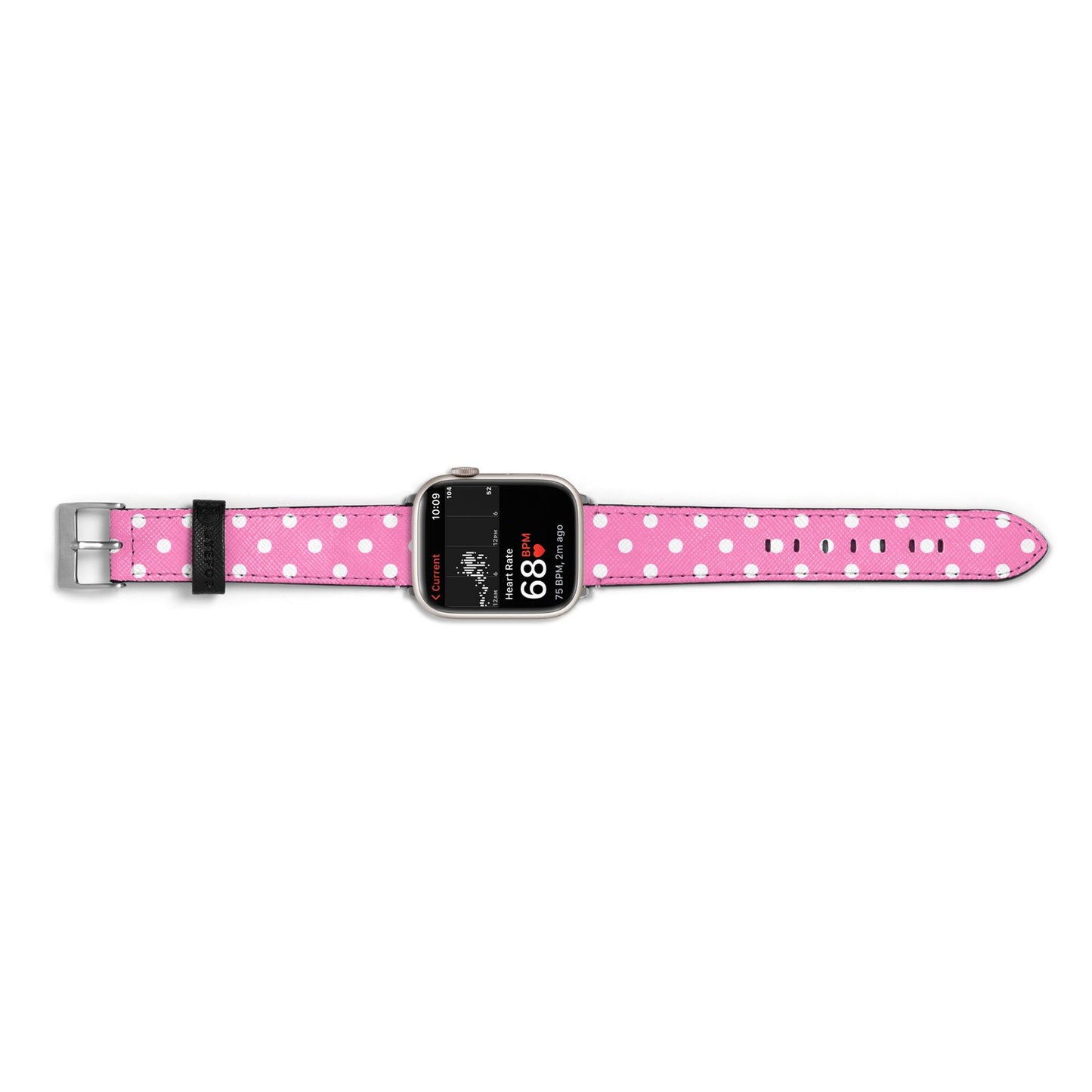 Pink Polka Dot Apple Watch Strap Size 38mm Landscape Image Silver Hardware