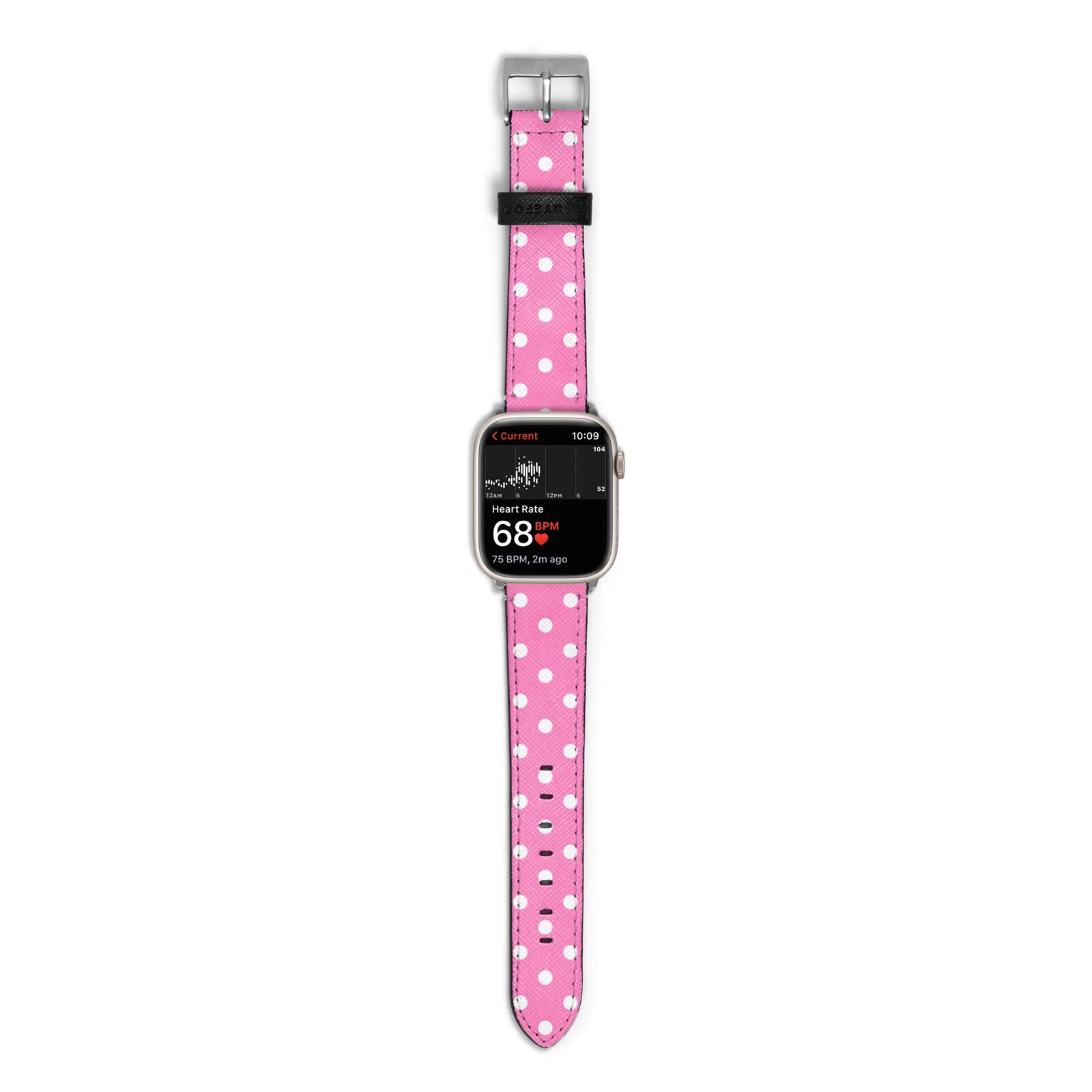 Pink Polka Dot Apple Watch Strap Size 38mm with Silver Hardware