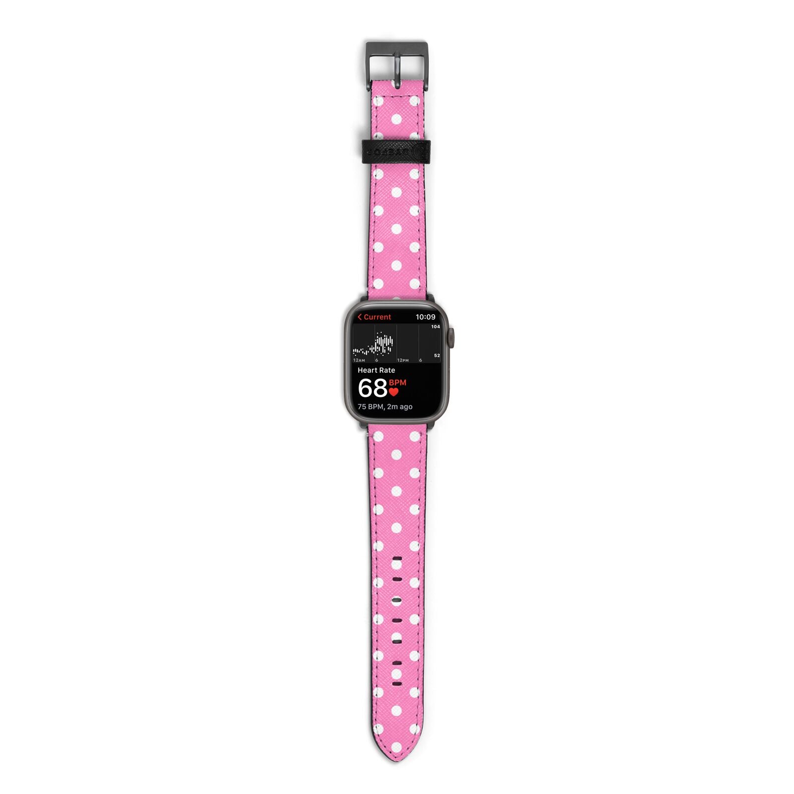 Pink Polka Dot Apple Watch Strap Size 38mm with Space Grey Hardware