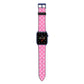 Pink Polka Dot Apple Watch Strap with Blue Hardware