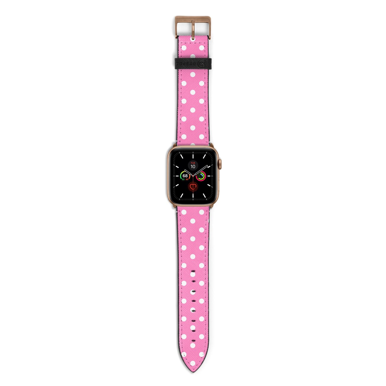 Pink Polka Dot Apple Watch Strap with Gold Hardware