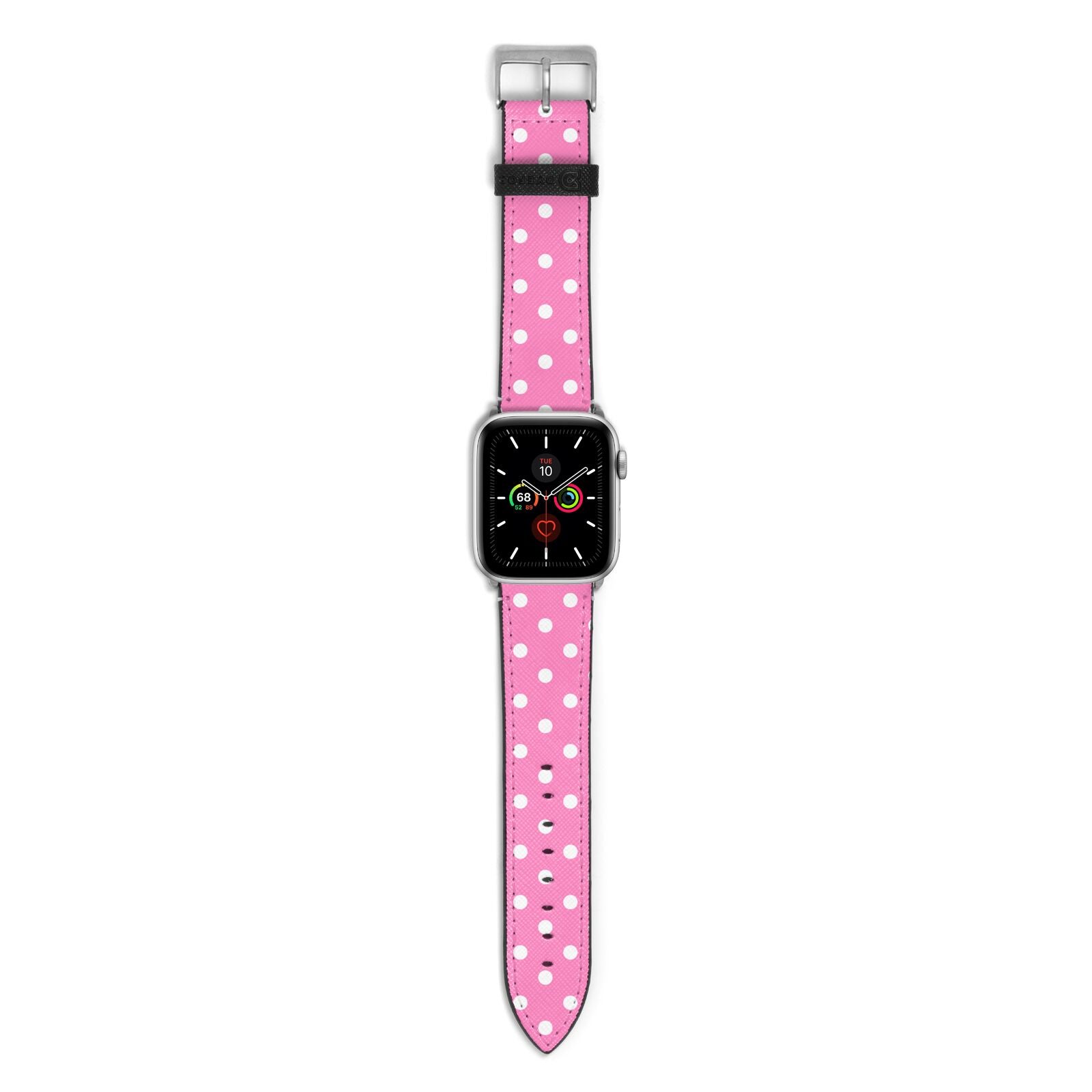 Pink Polka Dot Apple Watch Strap with Silver Hardware