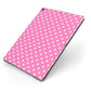 Pink Polka Dot Apple iPad Case on Grey iPad Side View