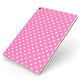 Pink Polka Dot Apple iPad Case on Rose Gold iPad Side View