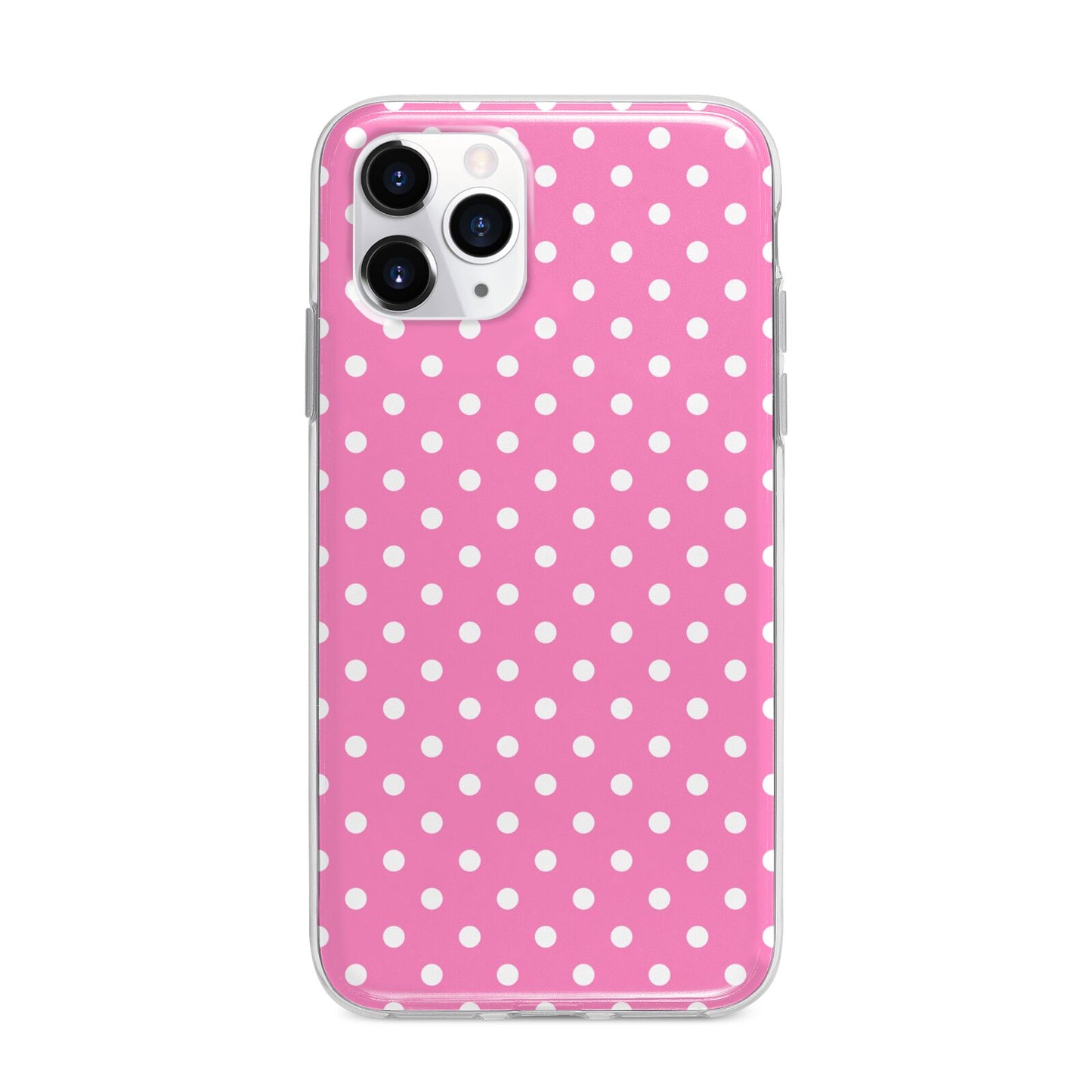 Pink Polka Dot Apple iPhone 11 Pro Max in Silver with Bumper Case
