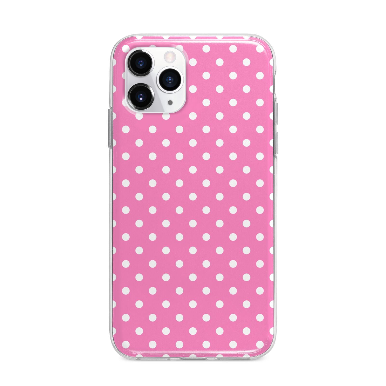 Pink Polka Dot Apple iPhone 11 Pro in Silver with Bumper Case