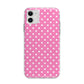 Pink Polka Dot Apple iPhone 11 in White with Bumper Case