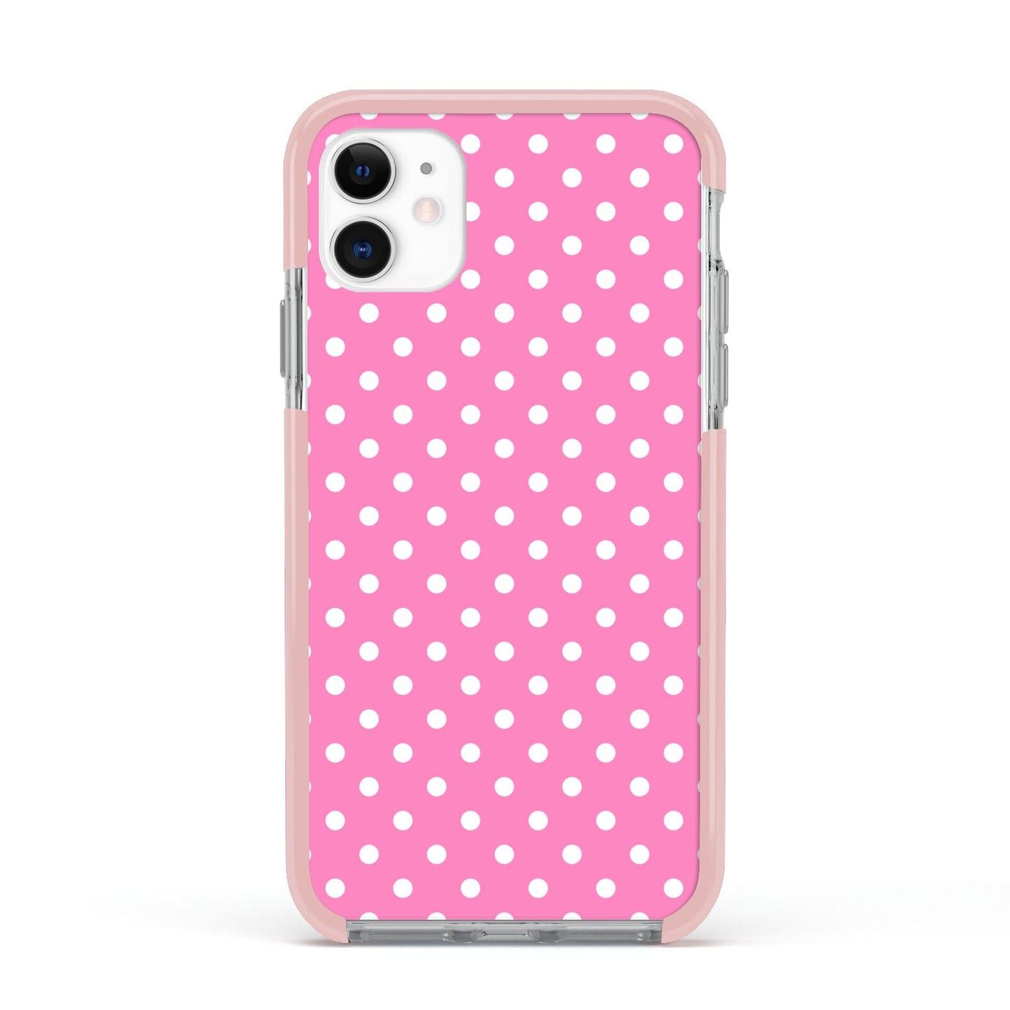 Pink Polka Dot Apple iPhone 11 in White with Pink Impact Case