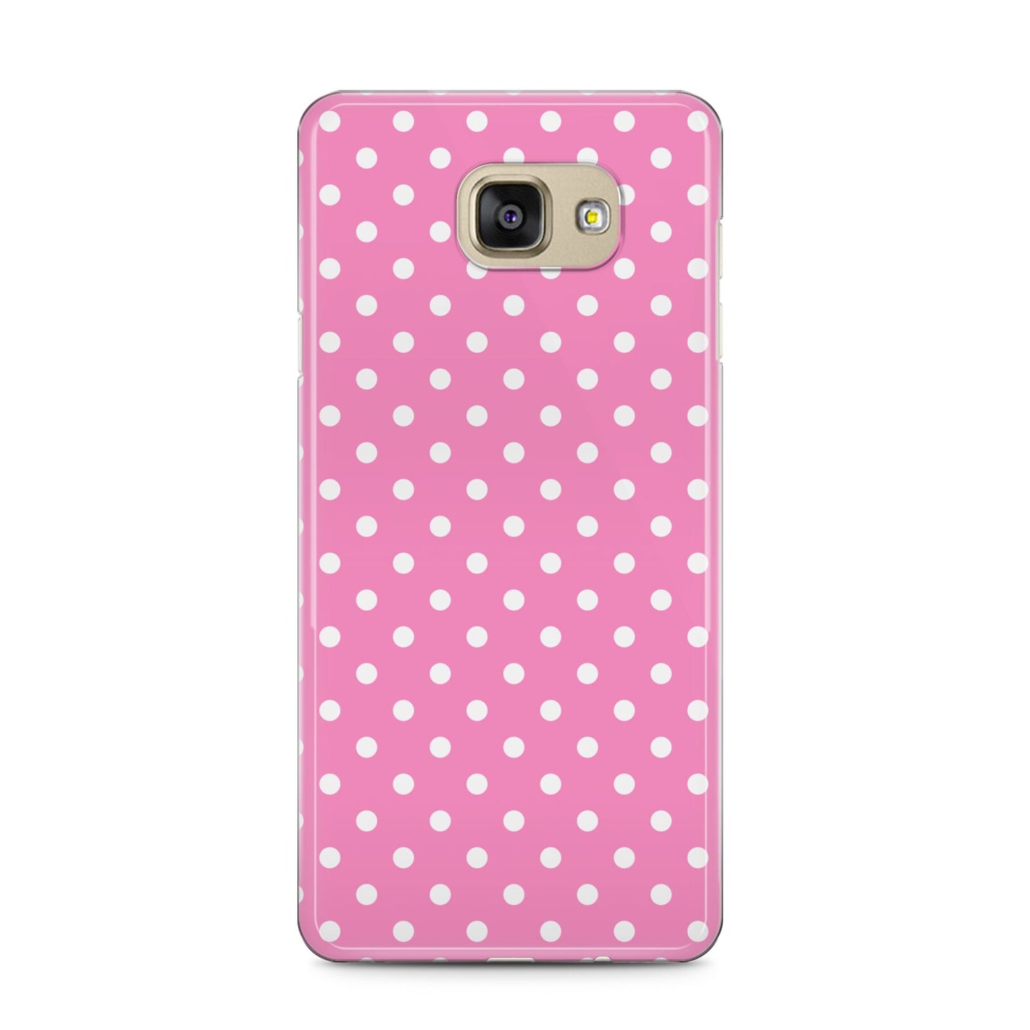 Pink Polka Dot Samsung Galaxy A5 2016 Case on gold phone