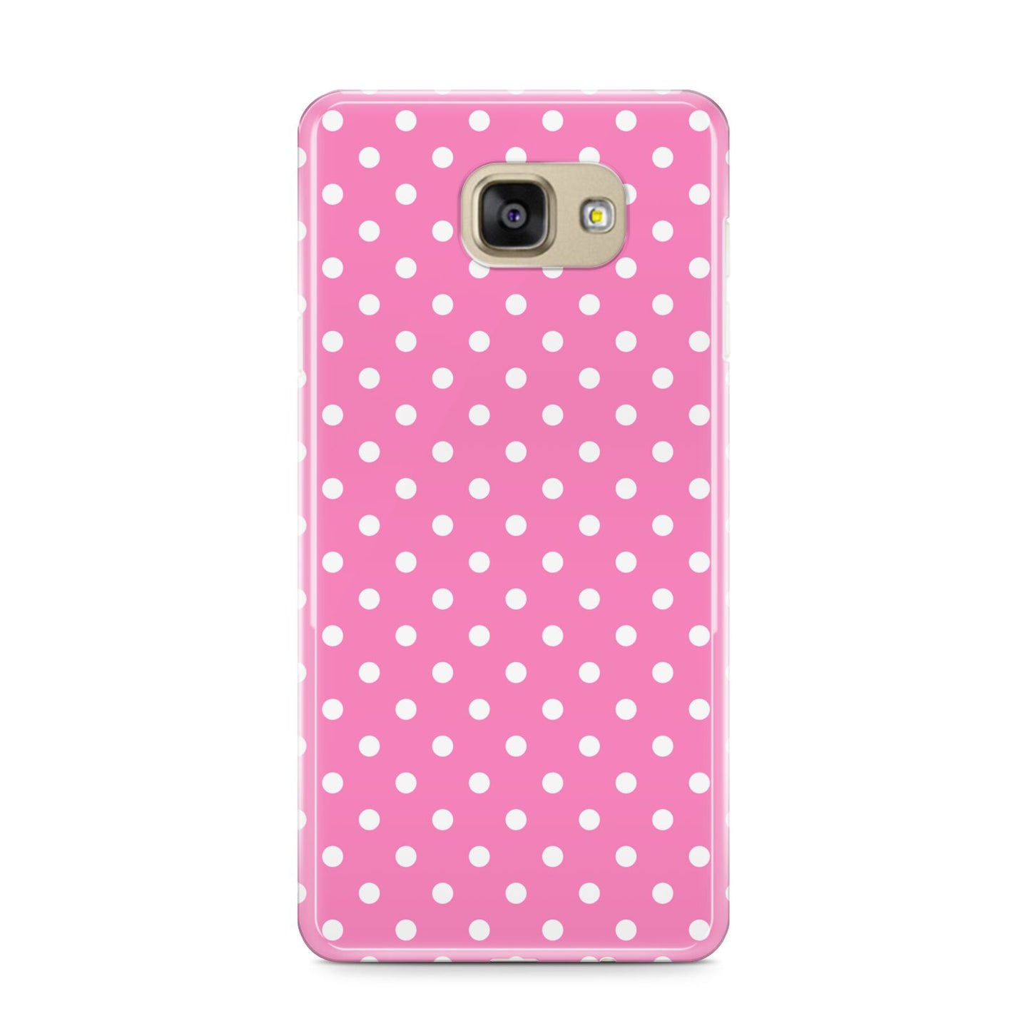 Pink Polka Dot Samsung Galaxy A9 2016 Case on gold phone