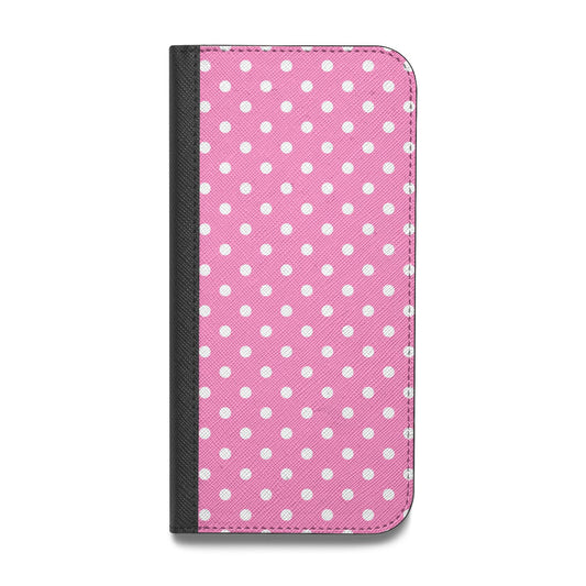 Pink Polka Dot Vegan Leather Flip iPhone Case