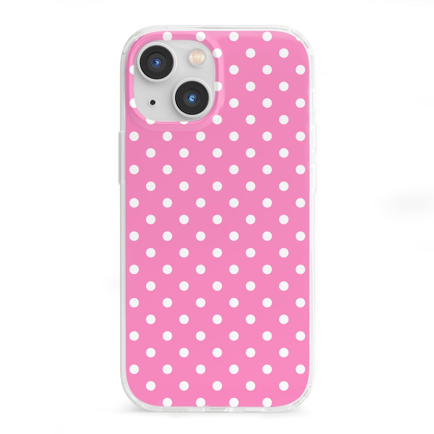 Pink Polka Dot iPhone 13 Mini Clear Bumper Case