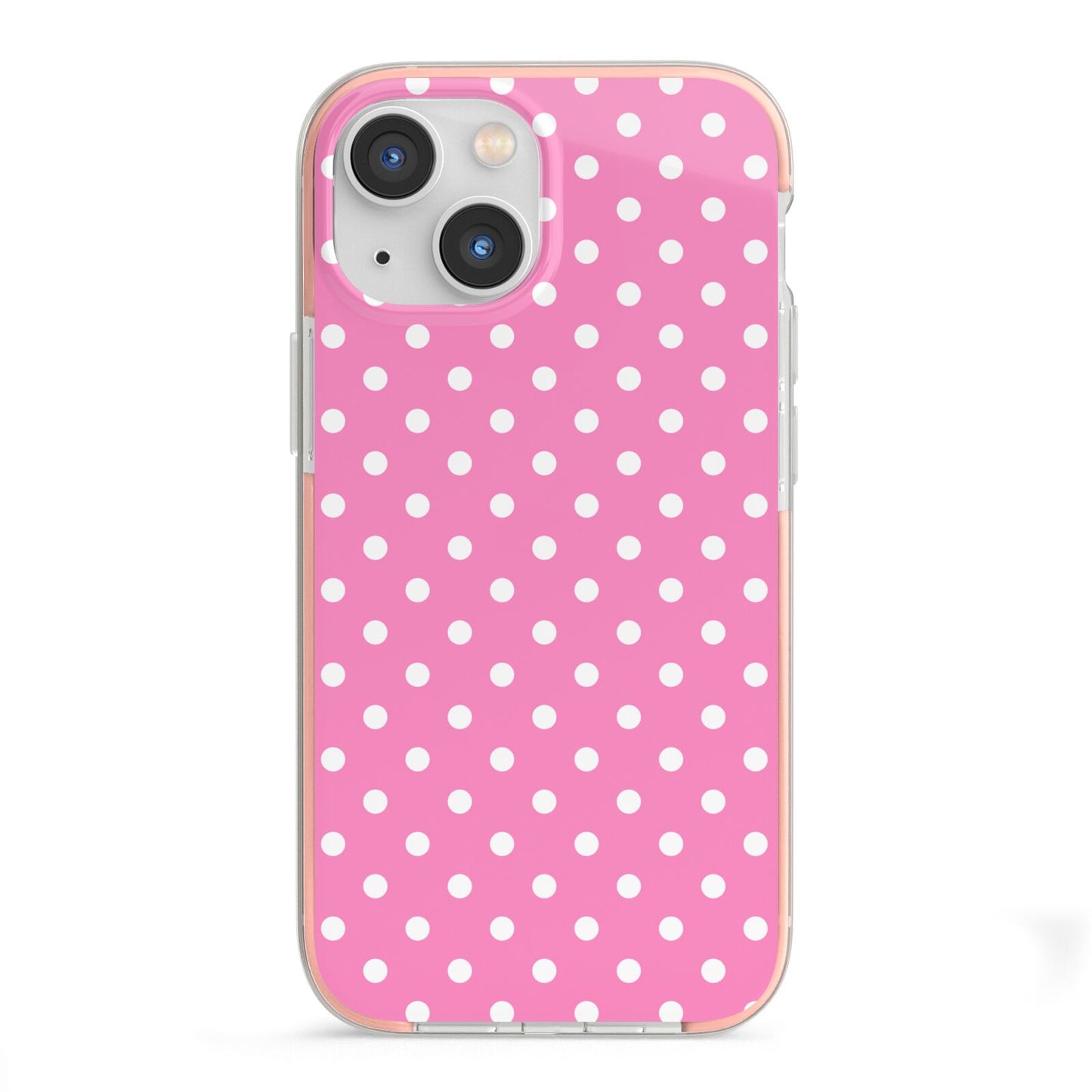 Pink Polka Dot iPhone 13 Mini TPU Impact Case with Pink Edges